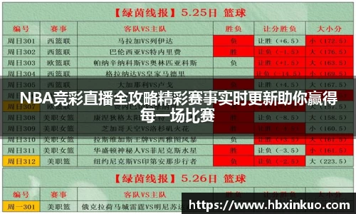 NBA竞彩直播全攻略精彩赛事实时更新助你赢得每一场比赛